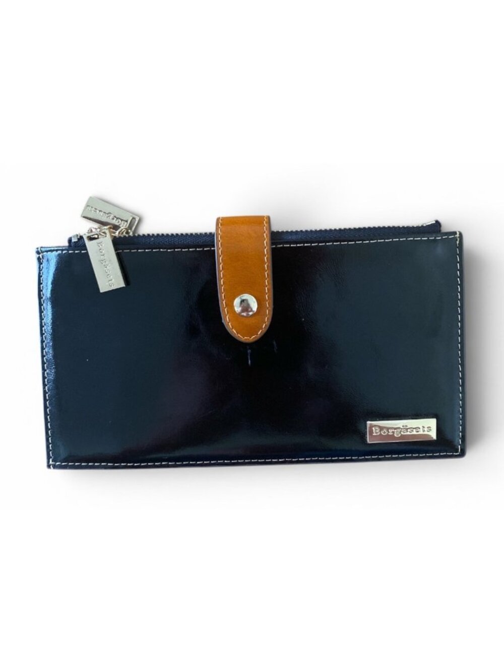 Borgasets Ladie’s Bi-Fold Leather Wallet Card Holder NEW Other Black and Brown
